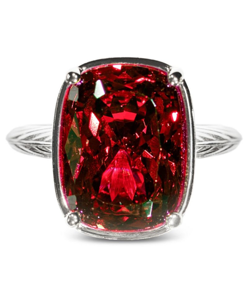 Elongated Cushion Garnet Cubic Zirconia Cocktail Ring