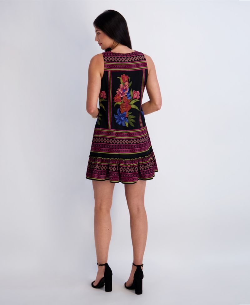 Women's Printed Crewneck Mini Dress