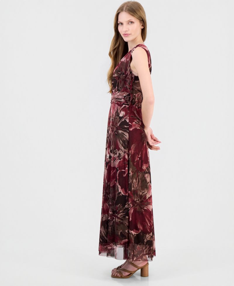 Women's Printed Surplice-Neck Maxi Dress