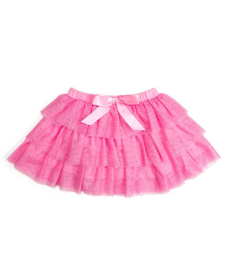 Little and Big Girls Raspberry Bow Tiered Tutu Skirt