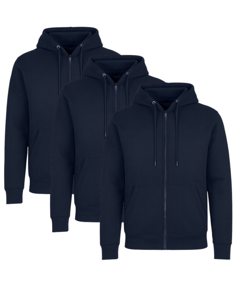 Men's Lined Full-Zip Hoodie, 3-Pack