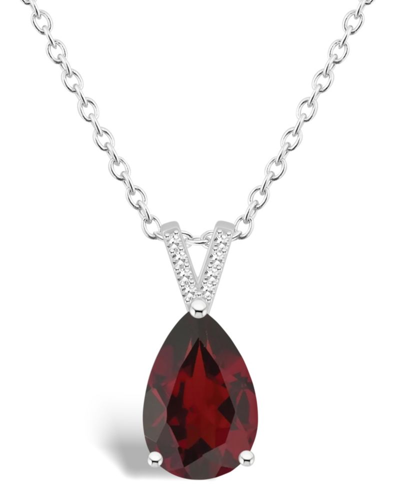 Women's Garnet (3-1/3 ct.t.w.) and Diamond Accent Pendant Necklace in Sterling Silver