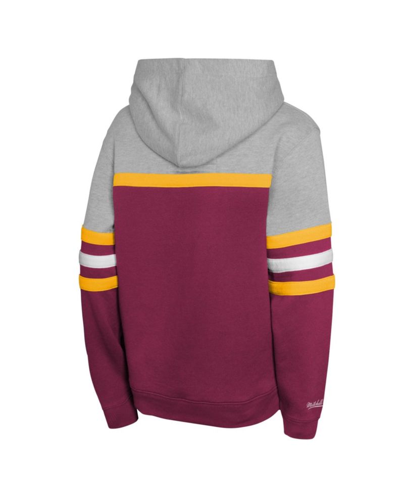 Big Boys and Girls Mitchell Ness Burgundy Washington Commanders Throwback Head Coach Pullover Hoodie