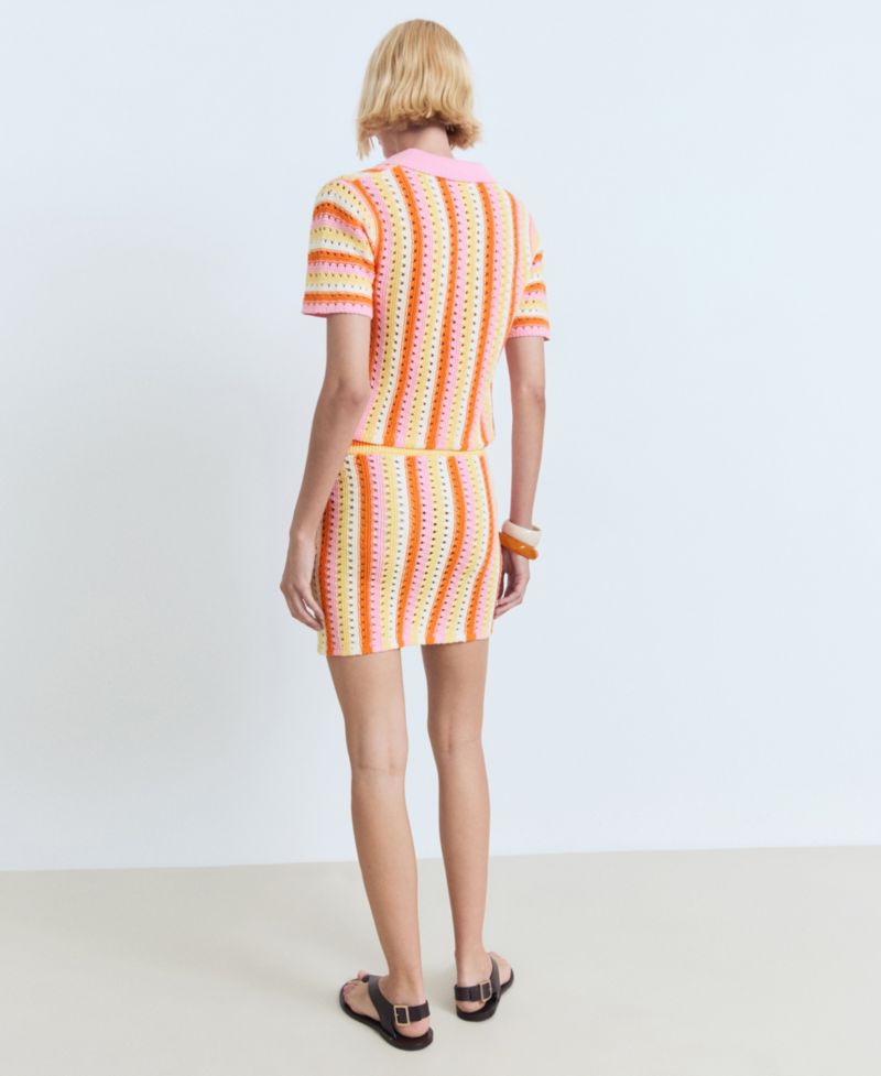 Women's Two-Tone Striped Crochet Skirt