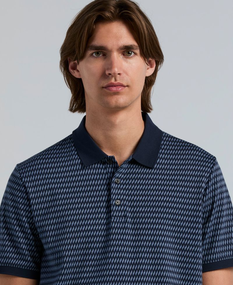 Men's Jacquard Cotton Stripe Polo Shirt