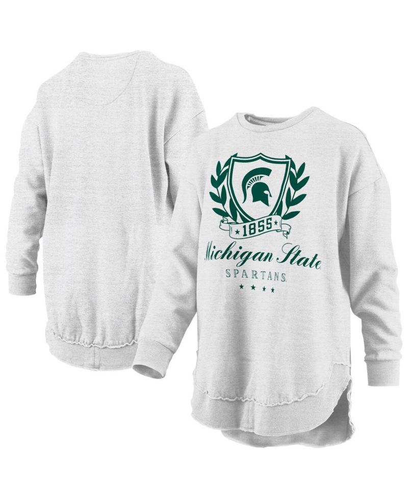 Women's Heather Gray Michigan State Spartans Field Day M&eacute;lange Poncho Pullover Sweatshirt