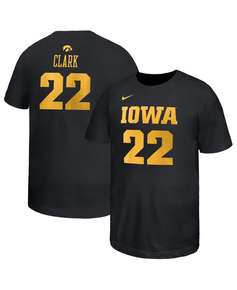 Big Boys and Girls Caitlin Clark Black Iowa Hawkeyes Retired Player Name & Number Core T-Shirt
