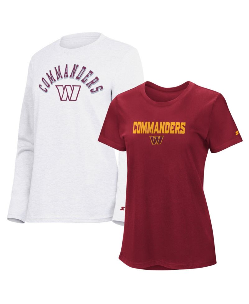 Women's Burgundy/Ash Washington Commanders Short Sleeve Long Sleeve T-Shirt Combo Pack