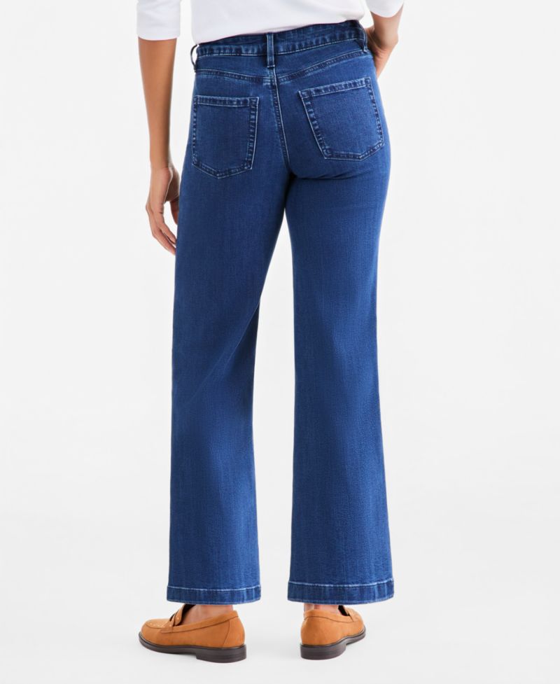 Petite Freya High-Rise Wide-Leg Floral-Embroidered Jeans