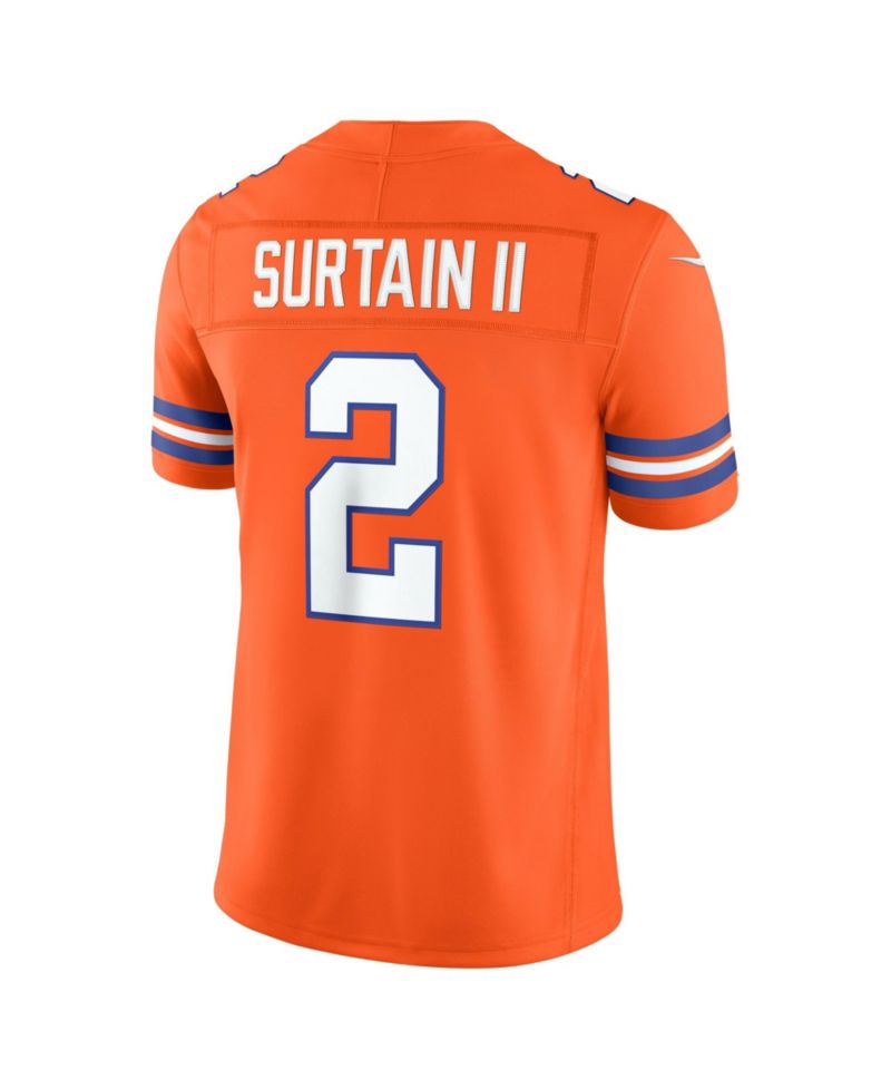 Men's Pat Surtain II Orange Denver Broncos Alternate Mile High Collection 1977 Throwback Vapor F.U.S.E. Stitched Limited Jersey