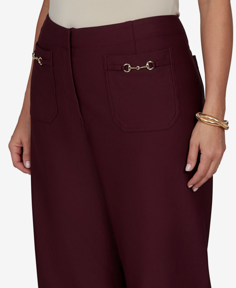 Plus Size Solid Pique Wide-Leg Pull-On Pants