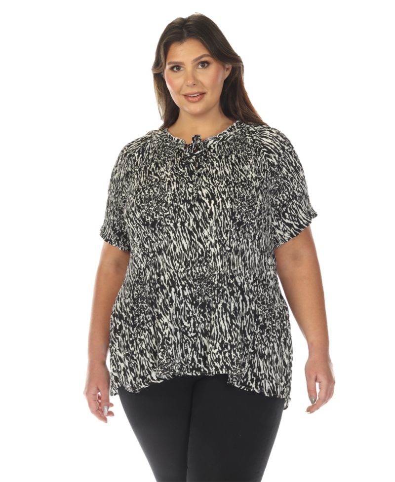 Plus Size Short Sleeve Printed Peplum Top