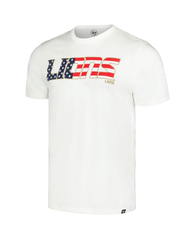 Men's White Detroit Lions Flag Script Franklin T-Shirt