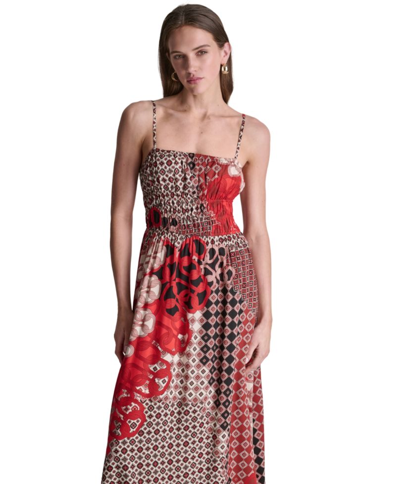 Women's Printed Square Neck Sleeveless Dress