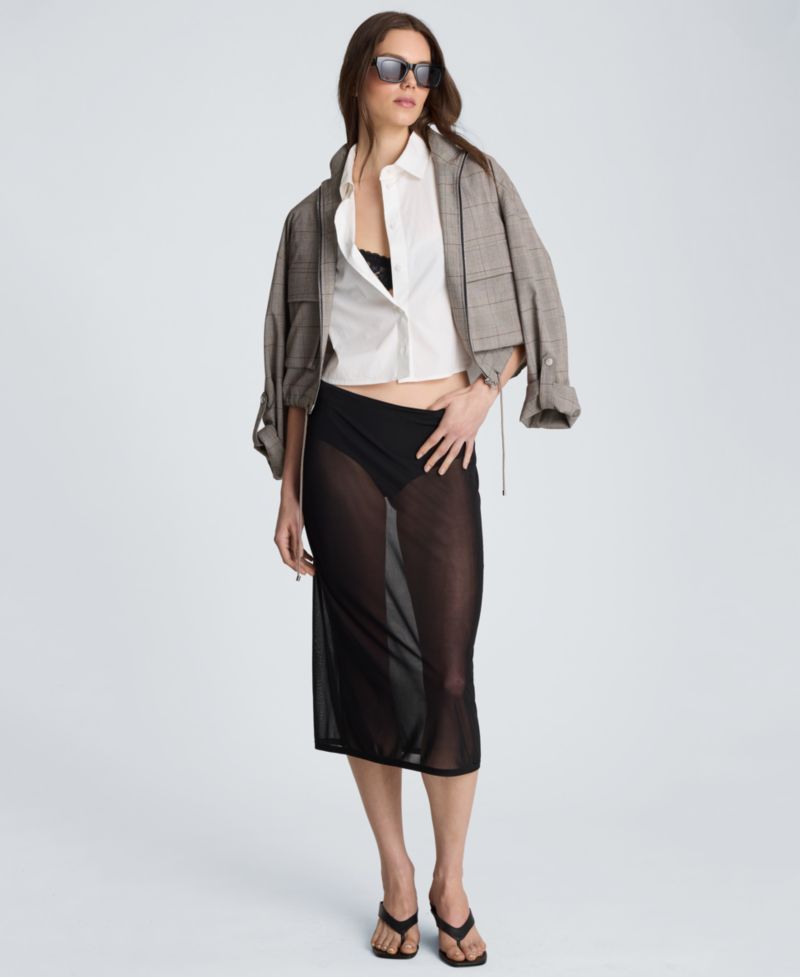 Women's Pull on Mesh Midi Skirt with built in underwear