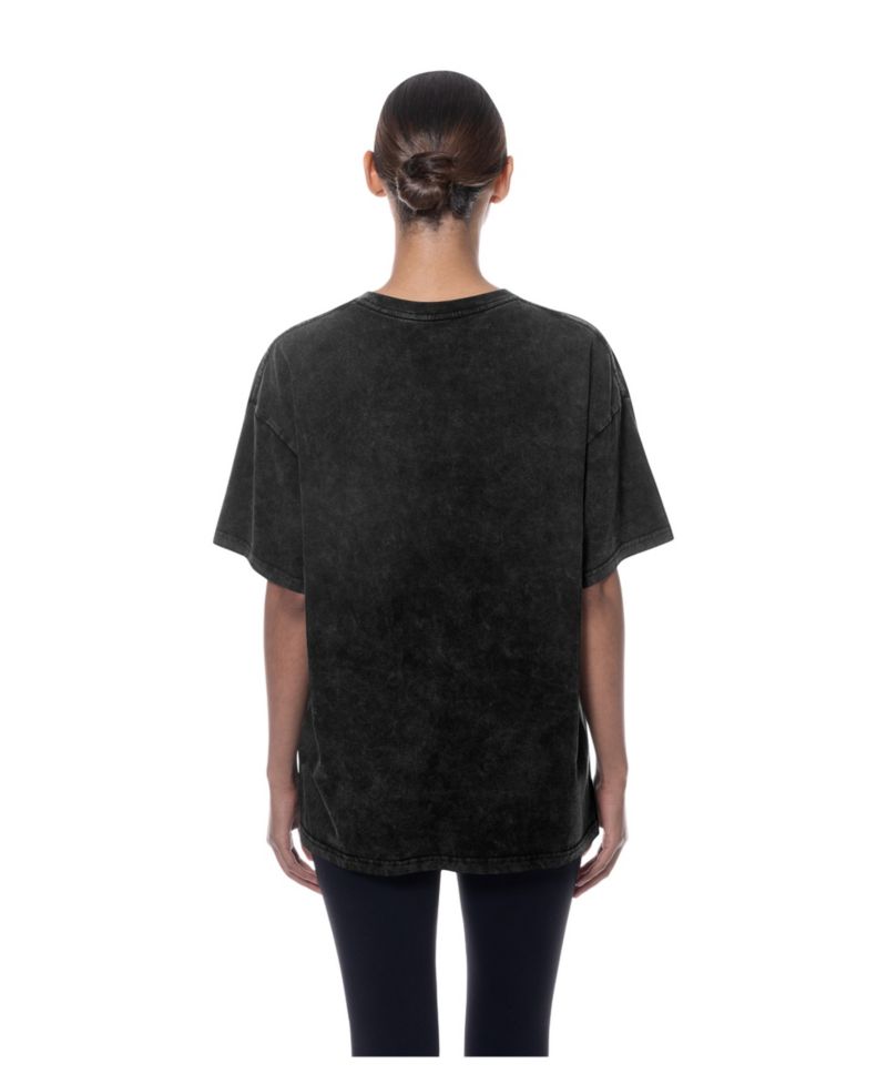 Women's Black Philadelphia 76ers Throwback Mineral Wash Oversized T-Shirt
