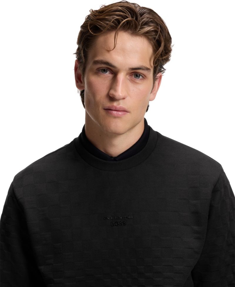 X Porsche Men's BOSS Pasha Check Jacquard Sweatshirt