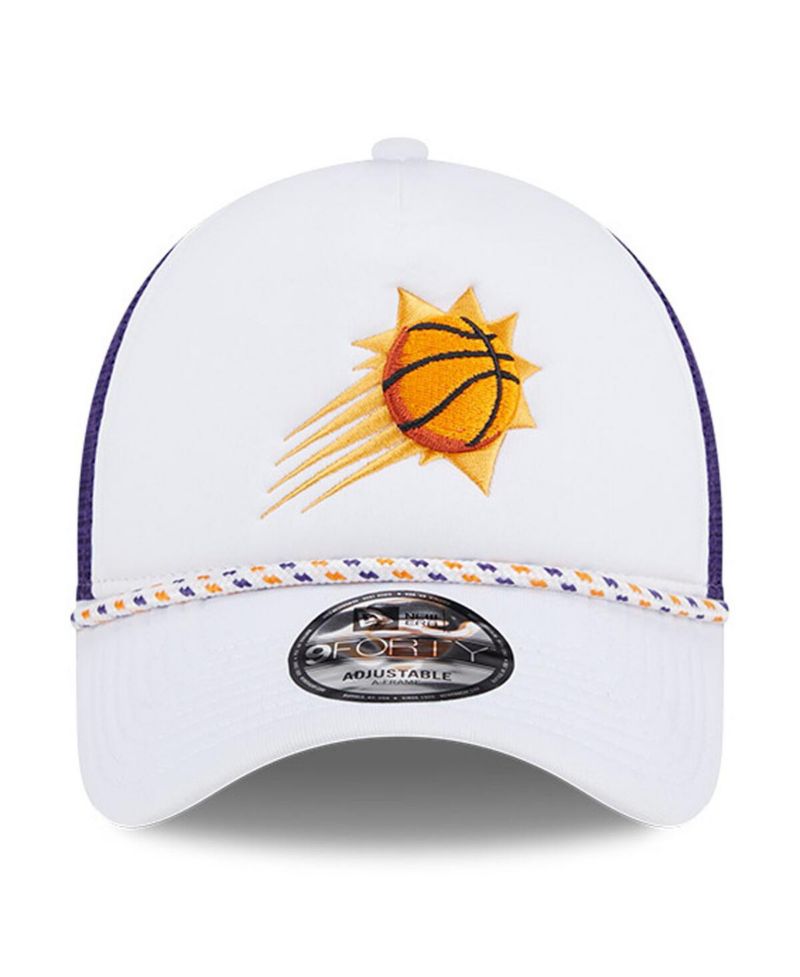 Men's White/Purple Phoenix Suns Court Sport Foam A-Frame 9FORTY Adjustable Trucker Hat
