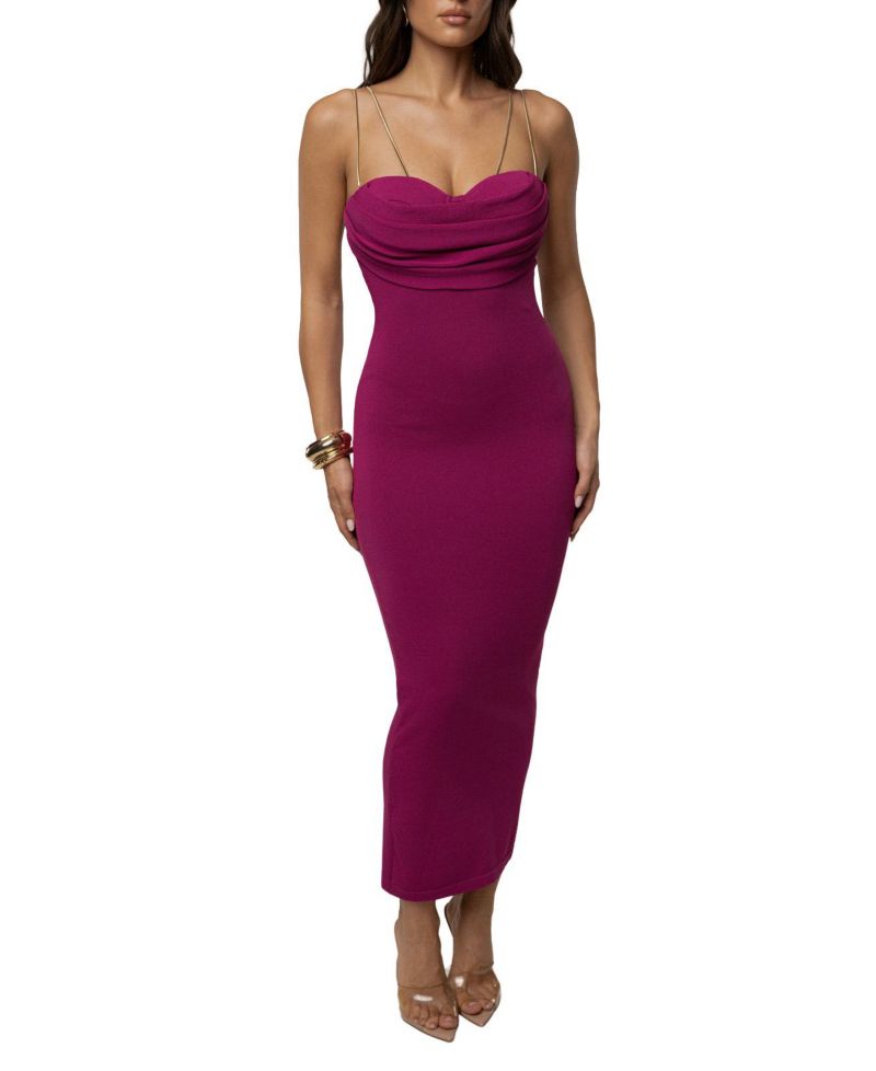 Women's La Lune Drape Cowl-Neckline Sleeveless Midi Dress