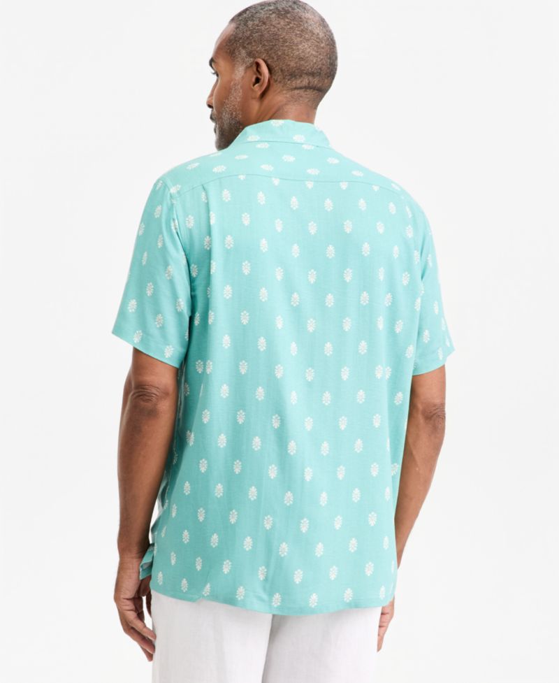 Men's Foulard-Print Silk Short-Sleeve Shirt