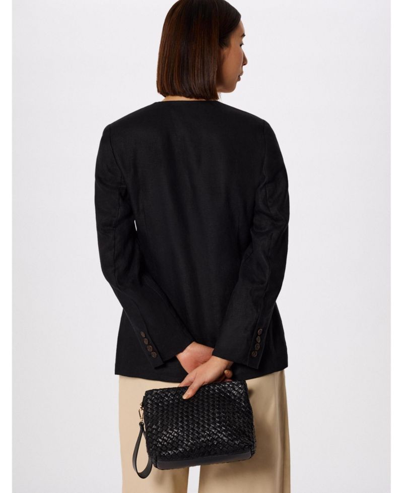 Women's Collarless Linen Blazer