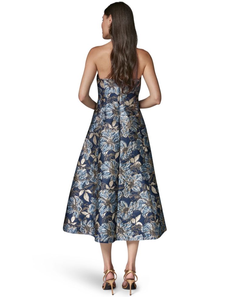 Women's Floral Strapless Midi Gown