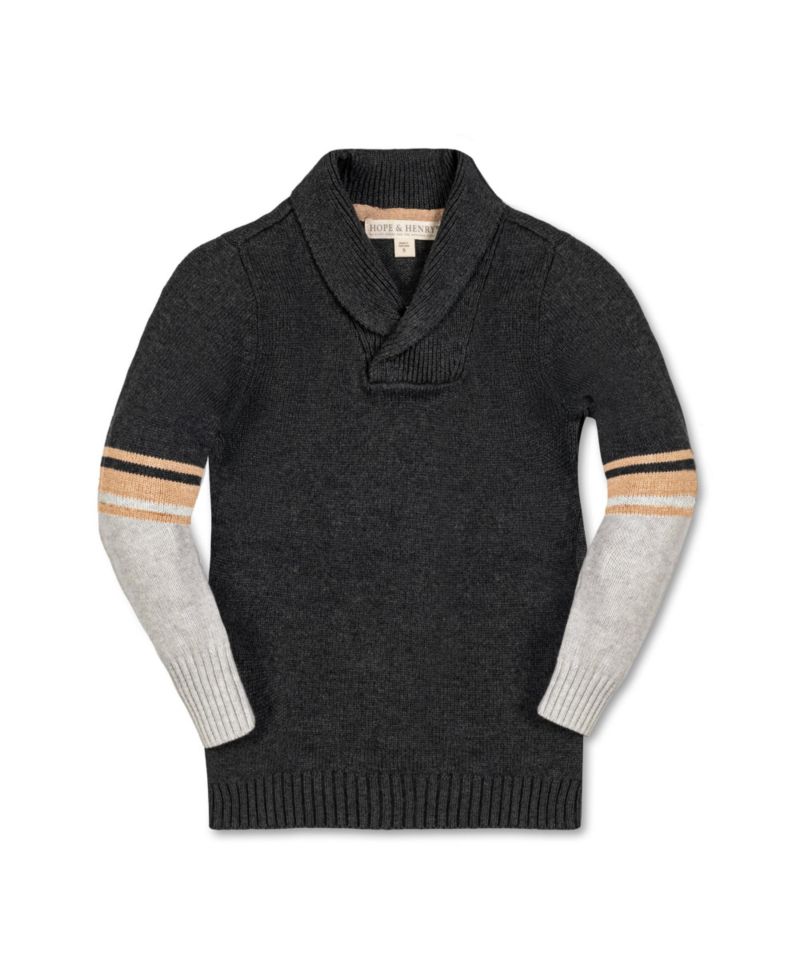 Baby Boys Long Sleeve Striped Shawl Collar Sweater