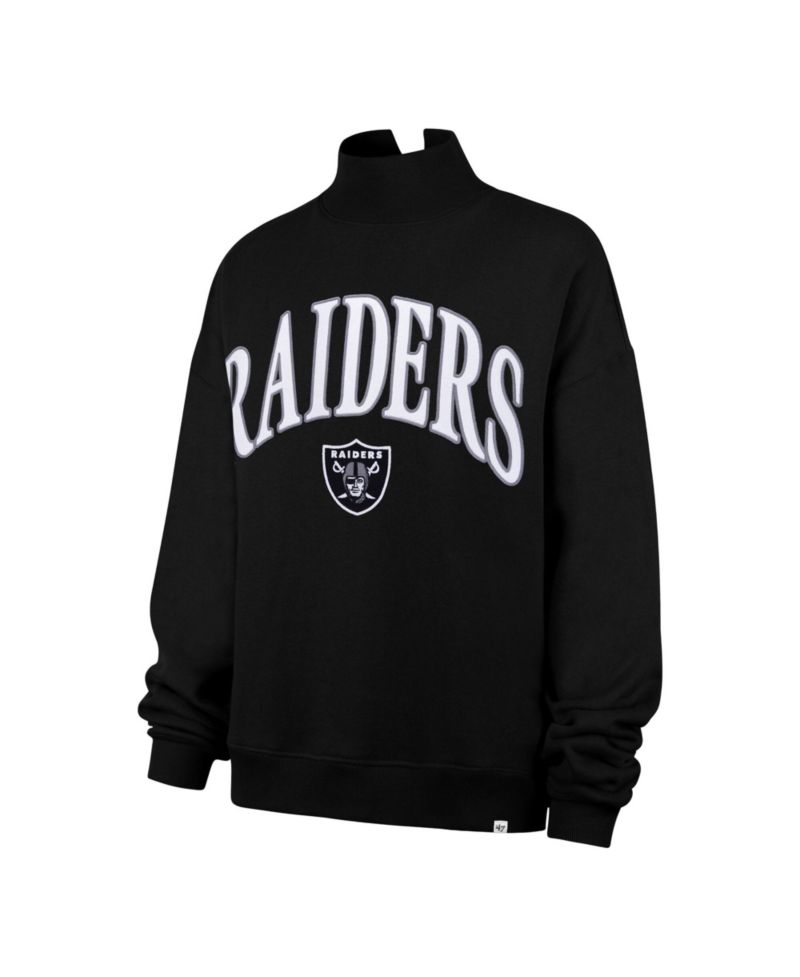Women's '47 Black Las Vegas Raiders Oversized Vantage Mock Neck Sweatshirt