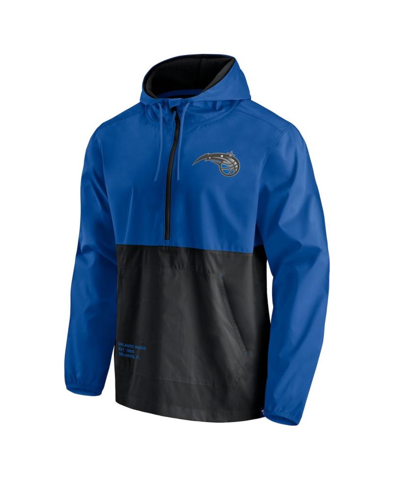 Men's Blue, Black Orlando Magic Anorak Block Party Windbreaker Half-Zip Hoodie Jacket