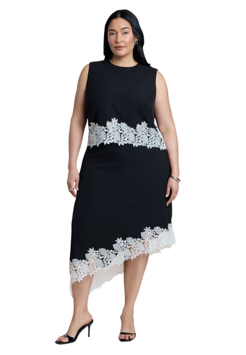 Plus Size Lace-Trimmed Jewel Neckline Top