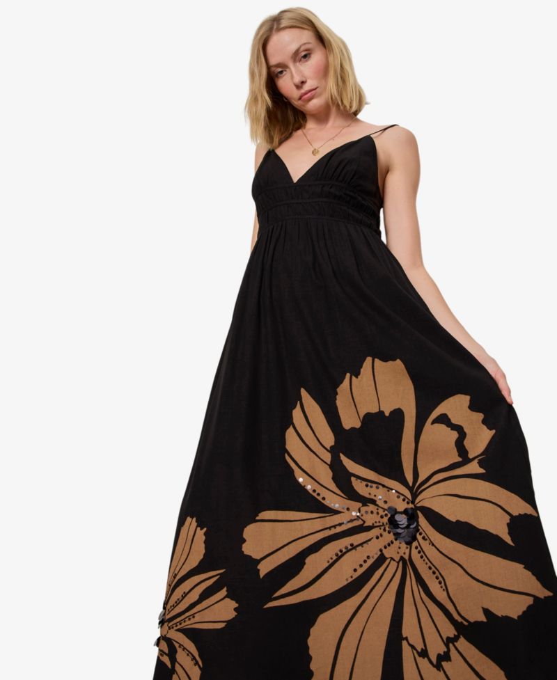 Women's Mira Embellished Volume V-Neck Maxi Dress