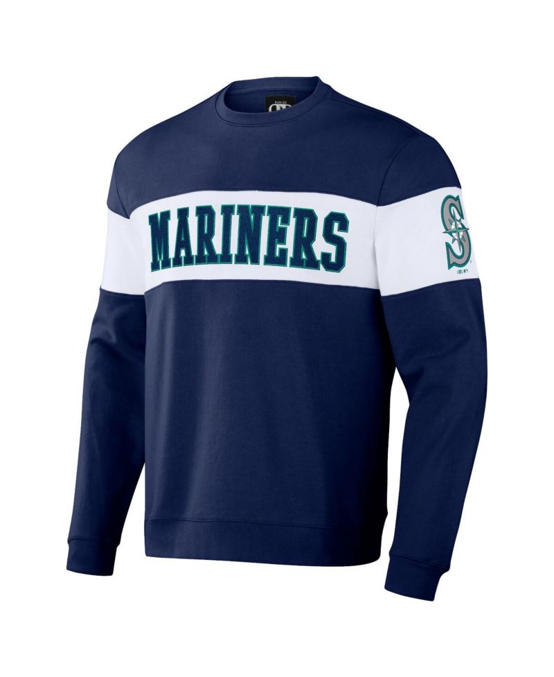 Men's Darius Rucker Collection by Navy Seattle Mariners Stripe Pullover Sweatshirt