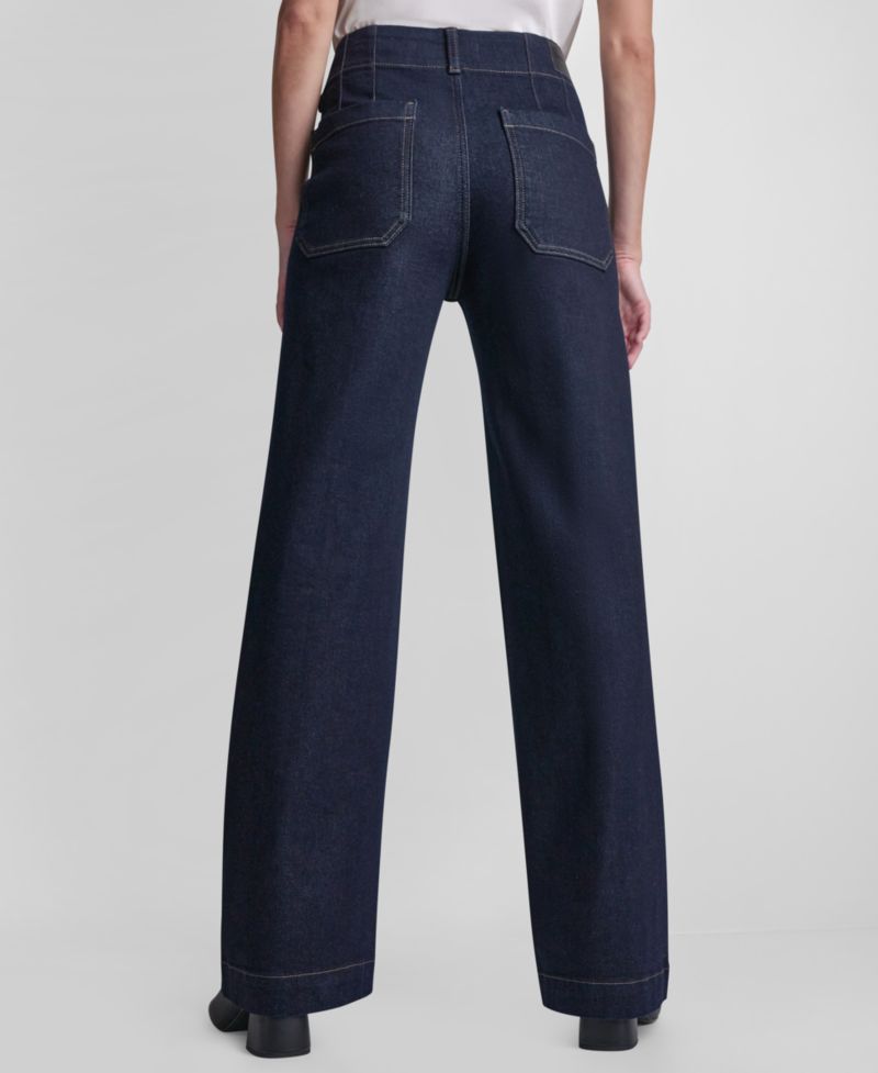 Women's High-Rise Wide-Leg Pin-Tuck Jeans