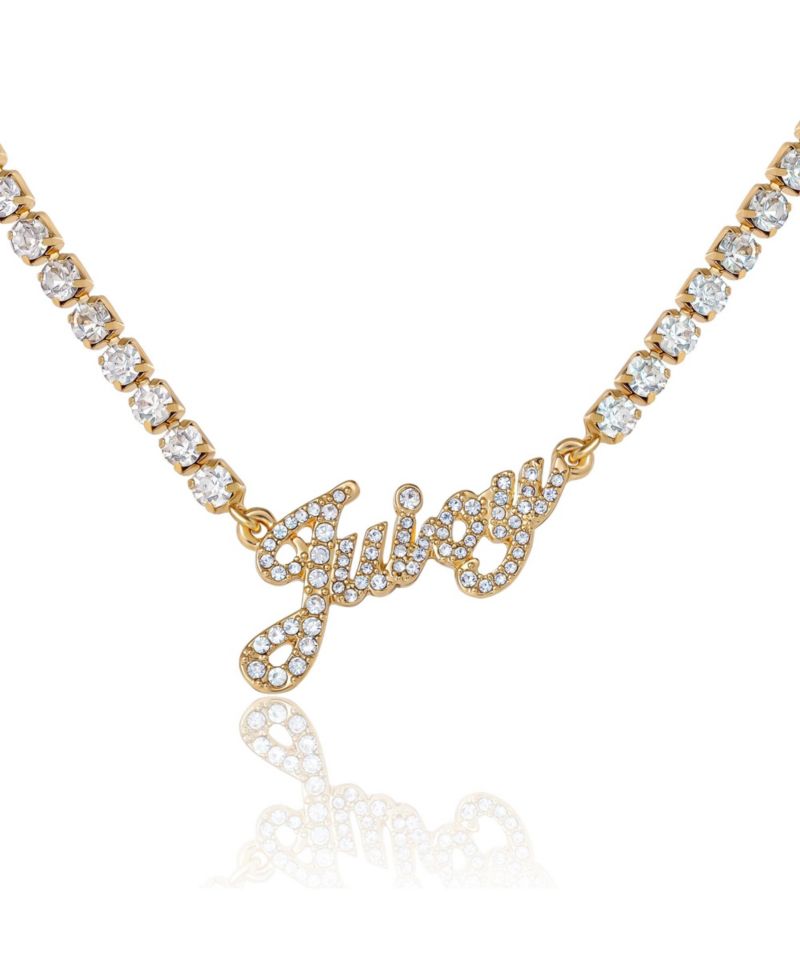 Logo Script Chain Pave Necklace