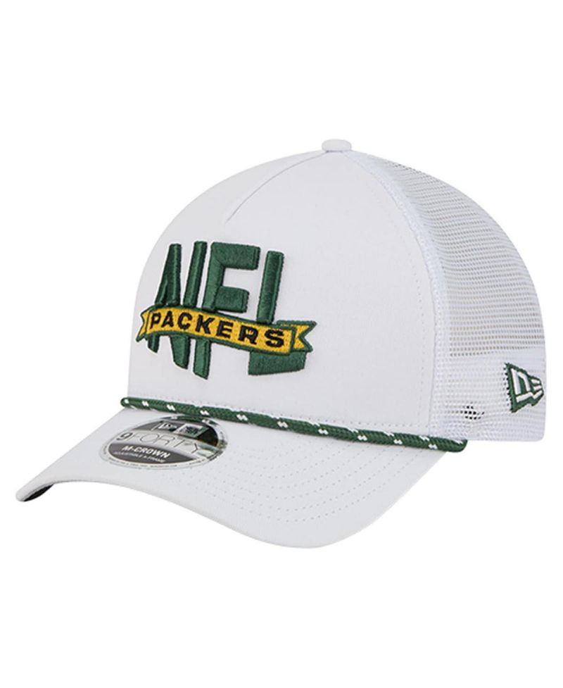 Men's White Green Bay Packers NFL 9FORTY A-Frame M-Crown Adjustable Trucker Hat