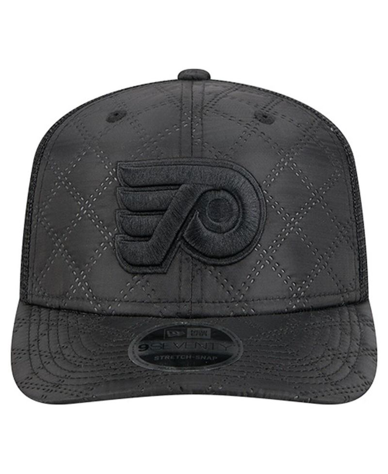 Men's Black Philadelphia Flyers Quilted Nylon 9SEVENTY Adjustable Trucker Hat