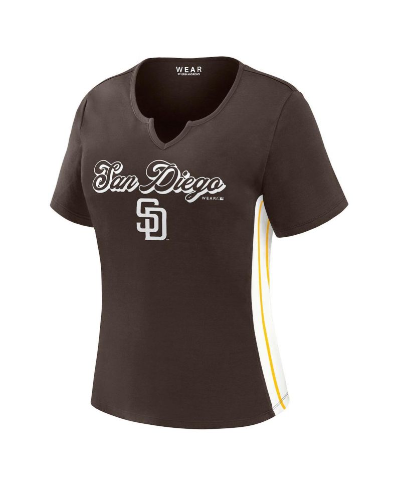 Women's Brown San Diego Padres Notch Neck Cropped T-Shirt