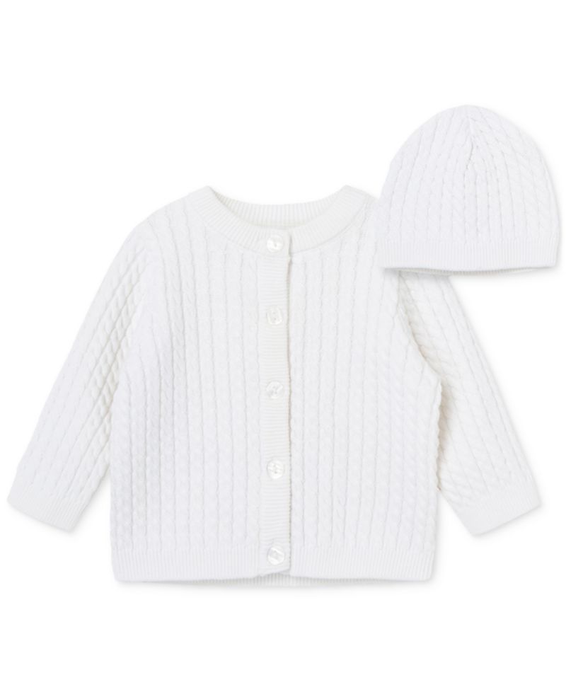 Baby Cotton Cable-Knit Cardigan & Matching Hat, 2 Piece Set
