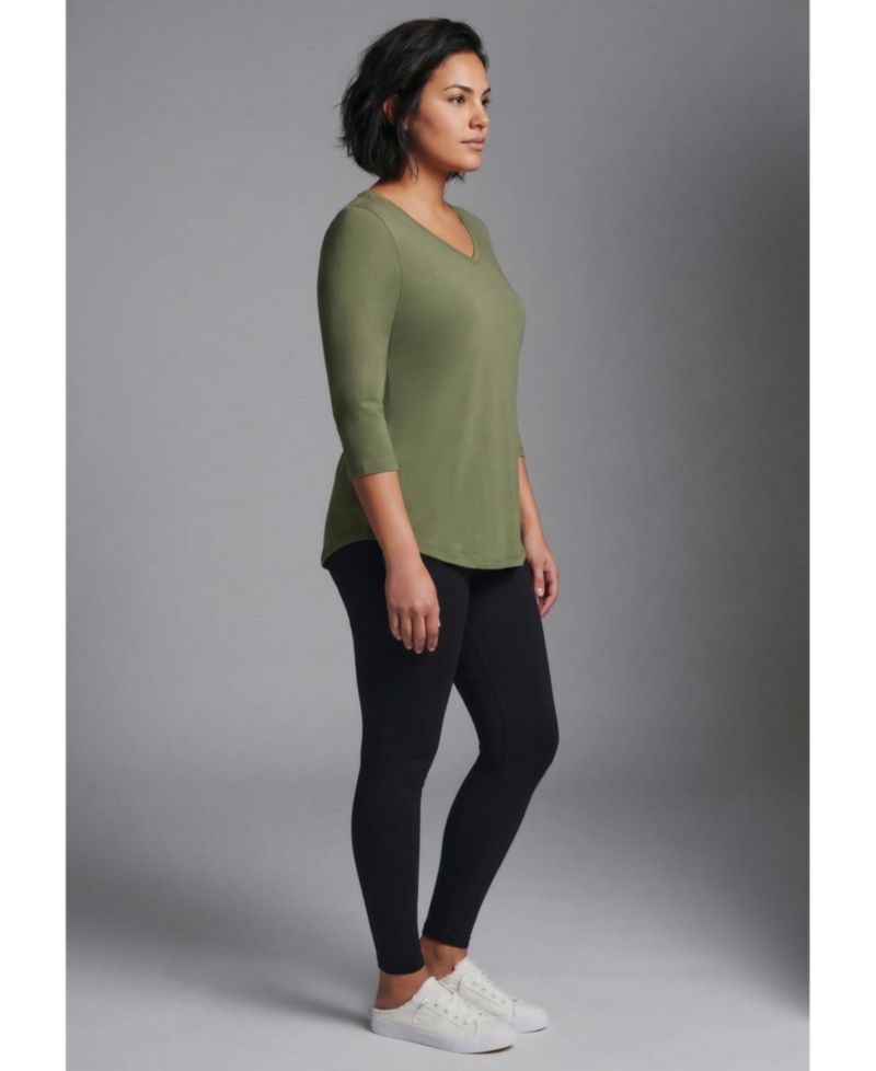 Plus Size Signature 3/4-Sleeve V-Neck T-Shirt