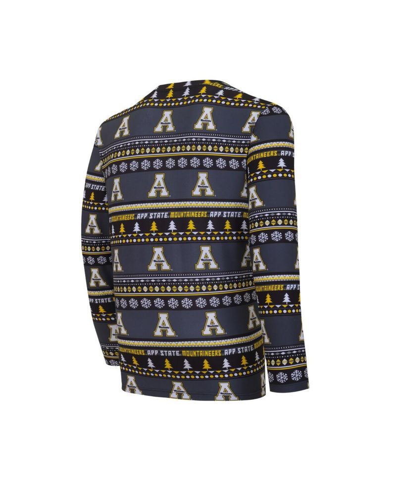 Men's 2-Piece Black Appalachian State Mountaineers Swivel Long Sleeve Top and Pants Sleep Set