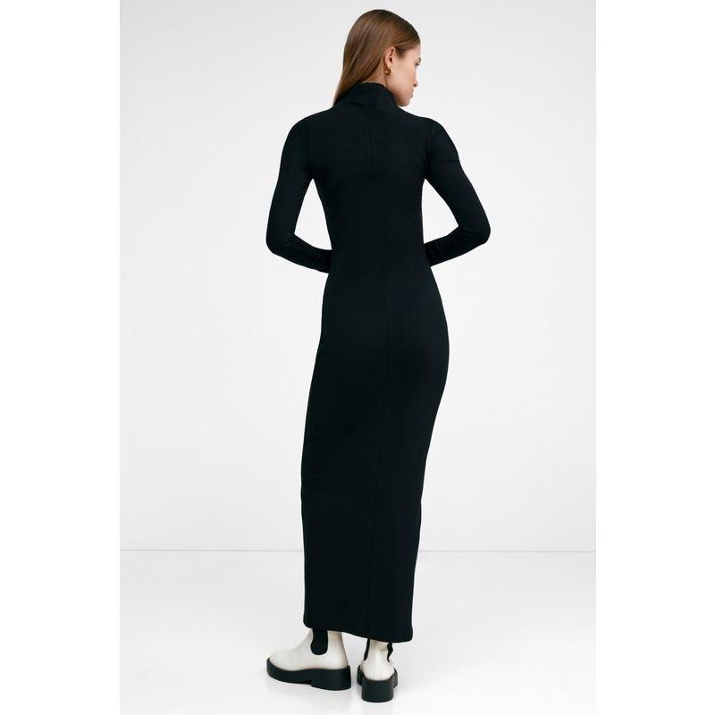 Women's Park Mock-Neck Cutout Thumbhole Side-Slit Casual Midi Dress