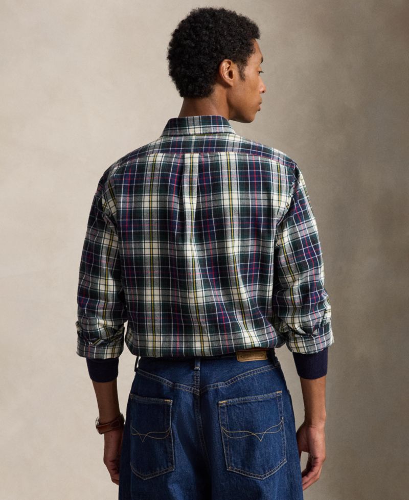 Men's Plaid Custom-Fit Brushed Oxford Shirt