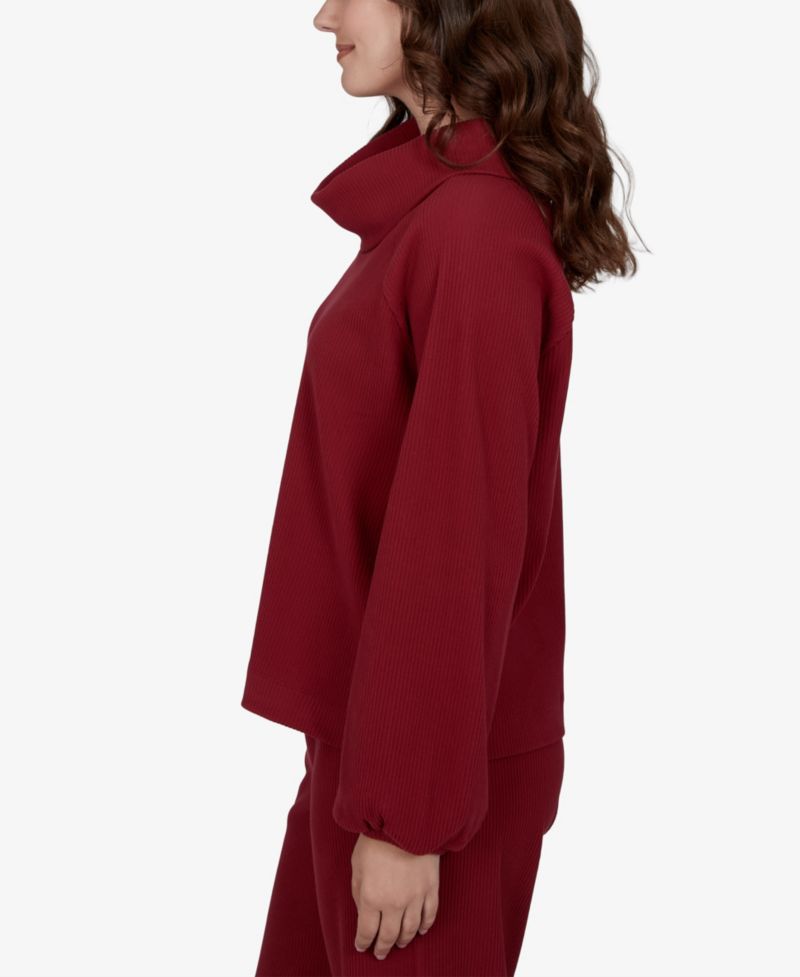 Petite Cowl Neck Ribbed Top