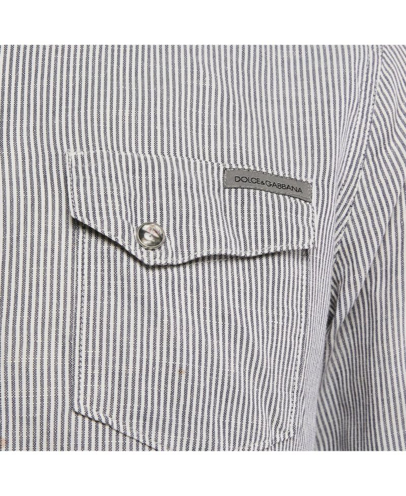 Men's Grey Stripe Cotton Button Front Shirt