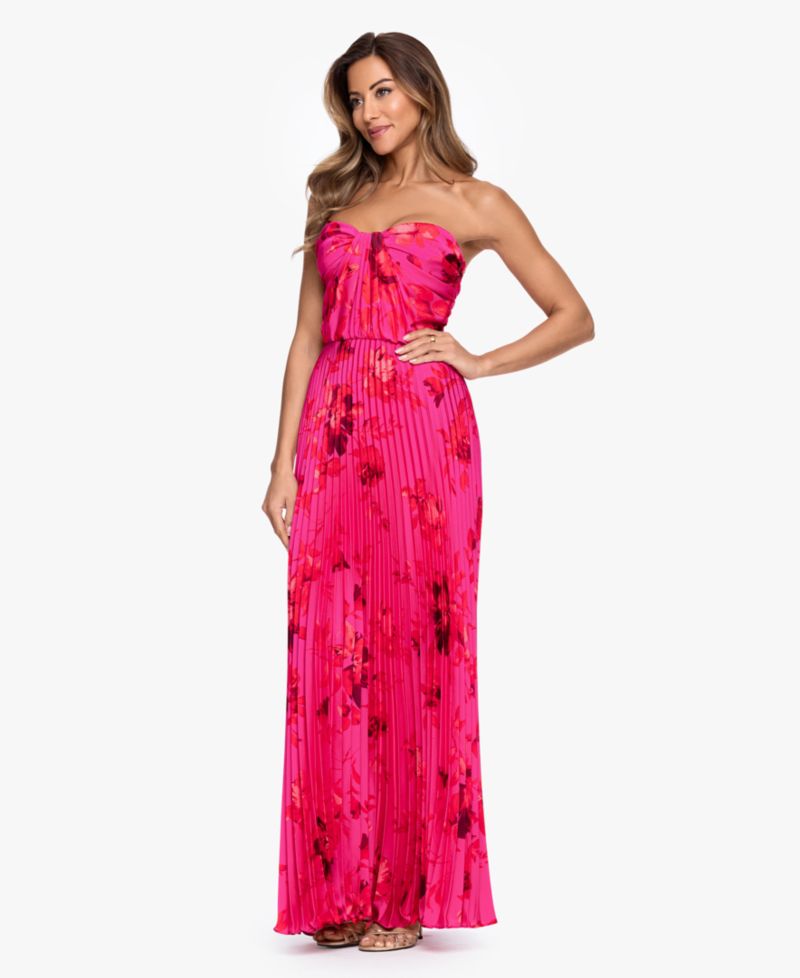 Women's Strapless Pleated Gown