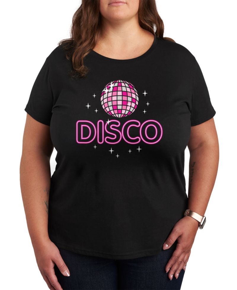 Plus Size Trendy Disco Flash Graphic Crew Neck T-Shirt