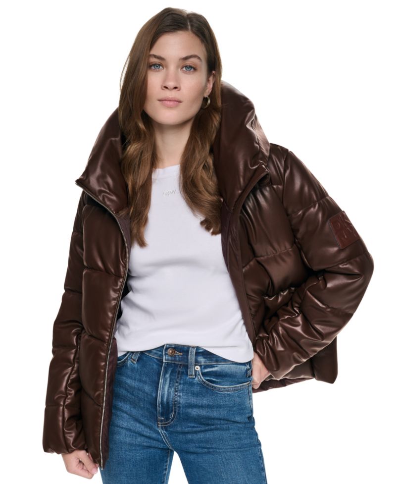 Women's Drama Collar Quilted Puffer Jacket