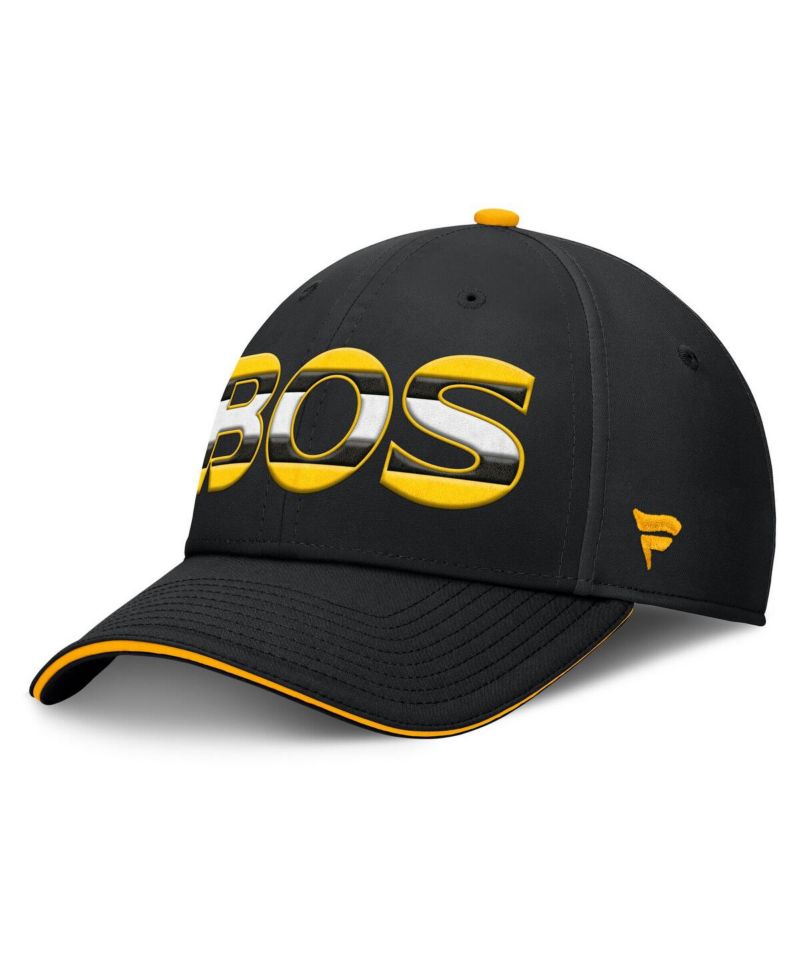 Men's Black/Gold Boston Bruins Authentic Pro Rink Team Code Flex Hat