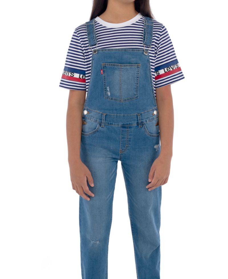 Big Girls Adjustable Waistband Girlfriend Denim Overalls