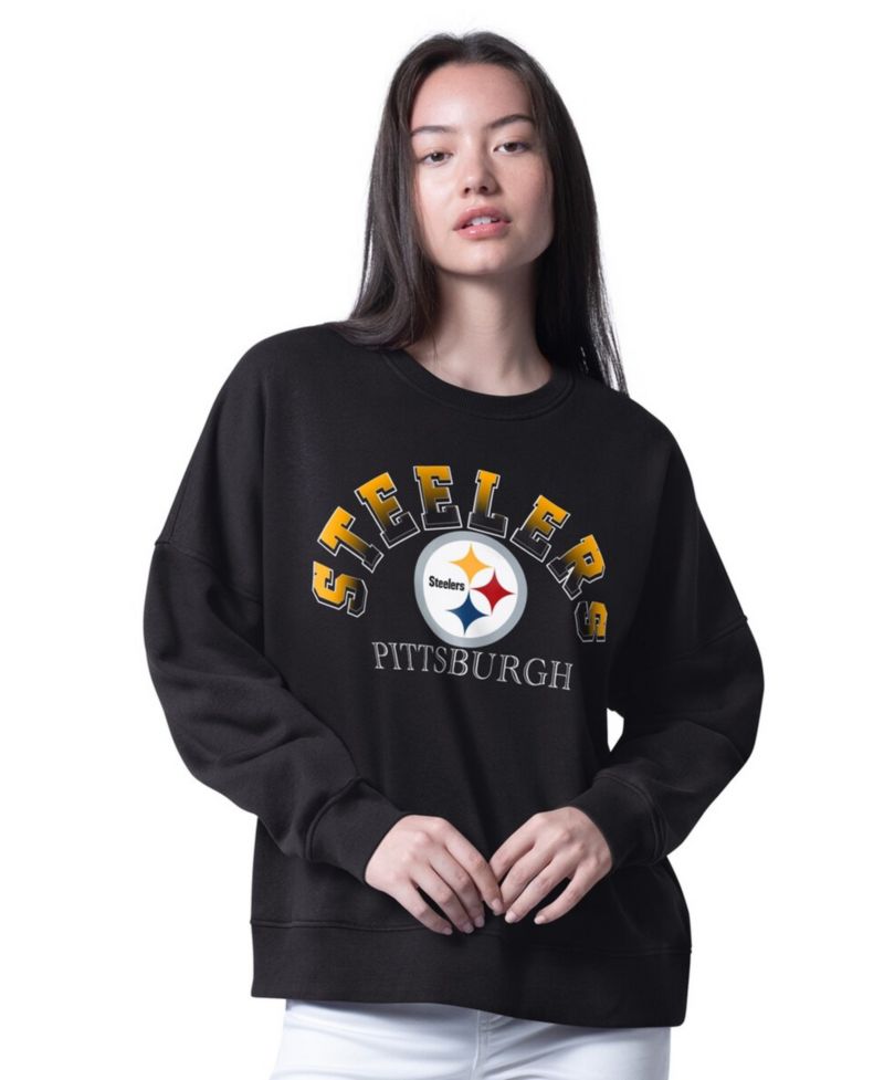 Women's Black Pittsburgh Steelers Oversized Feud Sweatshirt